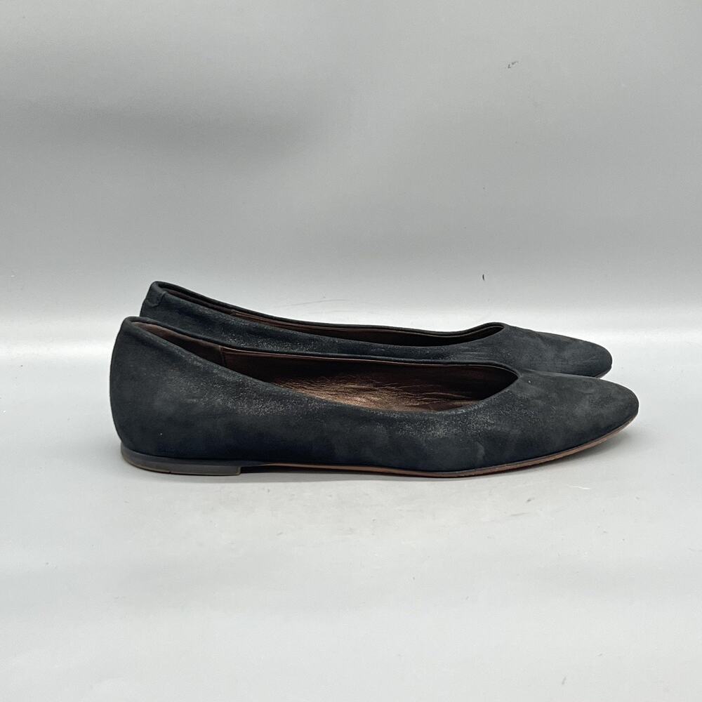 AGL Shoes Womens 9.5 Black Suede Shimmery Ballet Flats Round Toe Slip On Dress